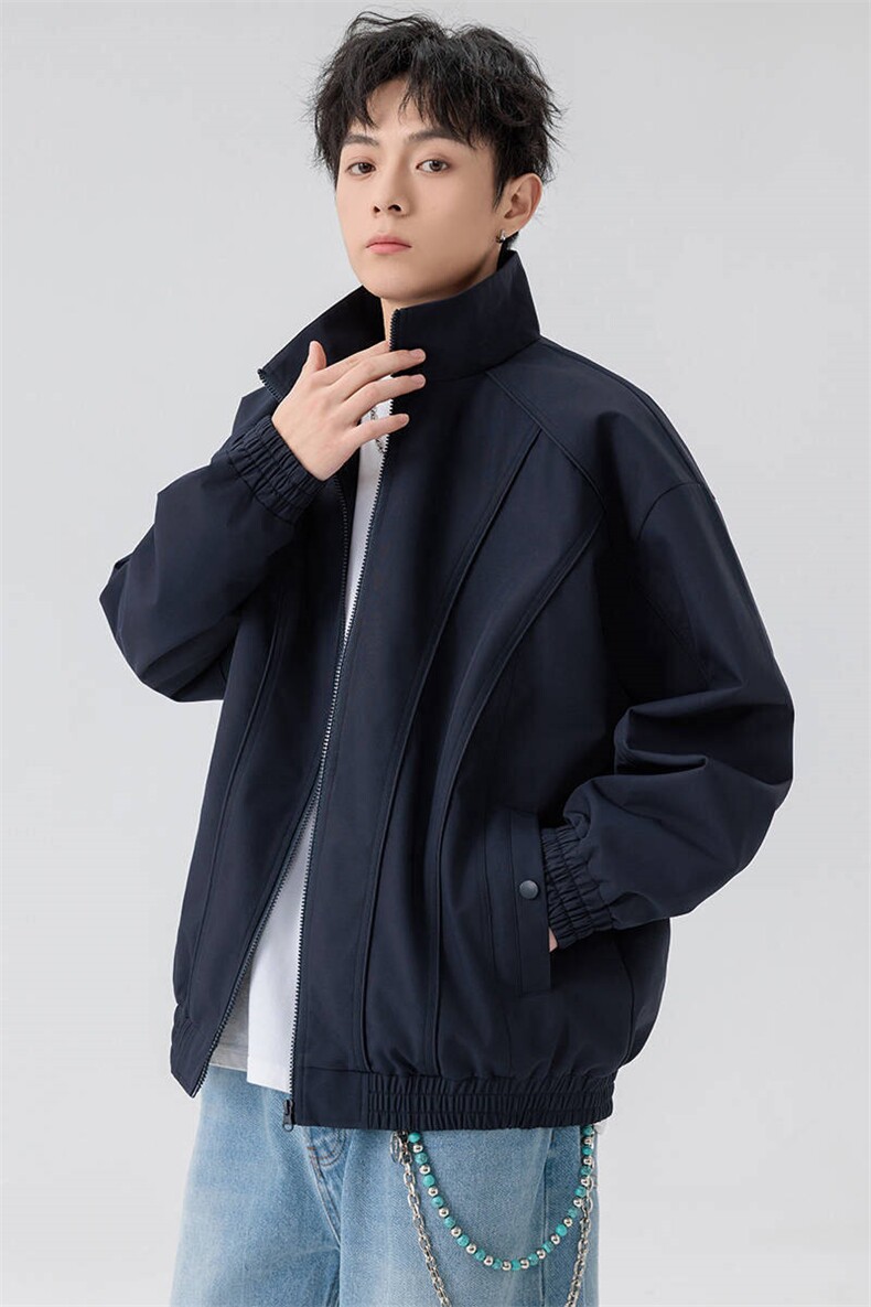 新款中性风户外夹克男立领纯色上衣冲锋衣外套A157B-JK7866-P60,男装夹克,电商A157B