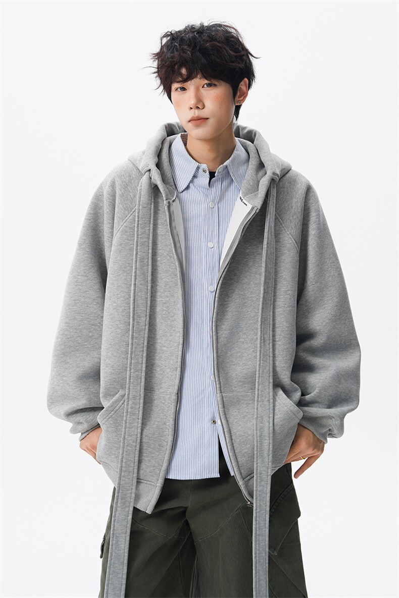 8XL-M朝牌情侣美式绑带设计连帽卫衣宽松开衫外套男女WY35P58,女装短外套,电商D206-1