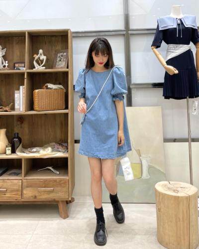 夏季新款韩版带包包可爱牛仔裙，女装，coco