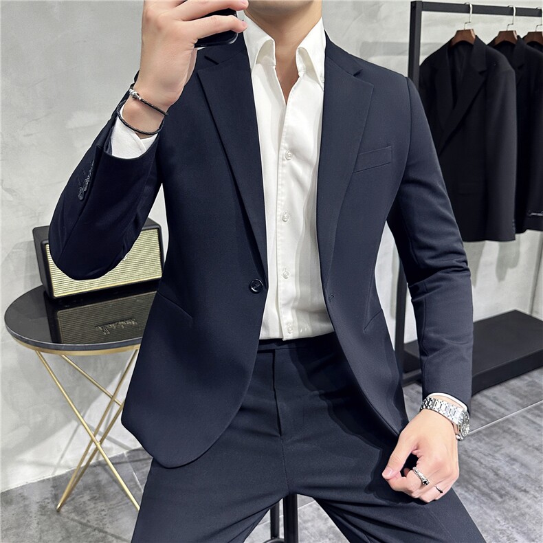 2026新款春秋商务正装修身西服套装男士休闲西装两件套8660-P240,男装西服套装,电商A355（原A415）
