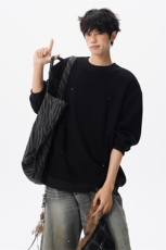 WY10152-特P45控78小众撞色拼接破缝假两件大码男大码情侣卫衣，男装卫衣，电商A059