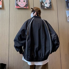 现货新款翻领外套男女潮牌宽松痞帅美式运动棒球服夹克J1011-p58，男装夹克，星座1008