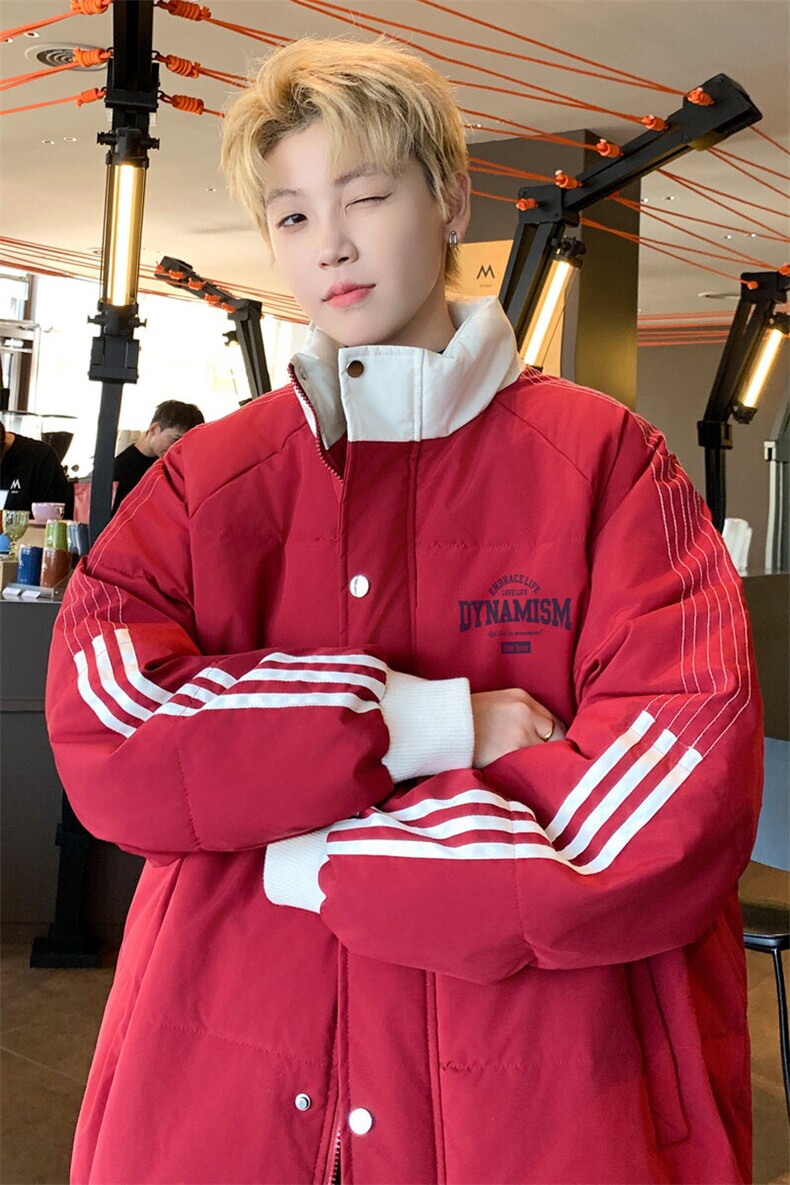 ！2025冬季男士立领棉衣撞色简约印花情侣棉服外套MY213特P80,男装棉衣,电商B220