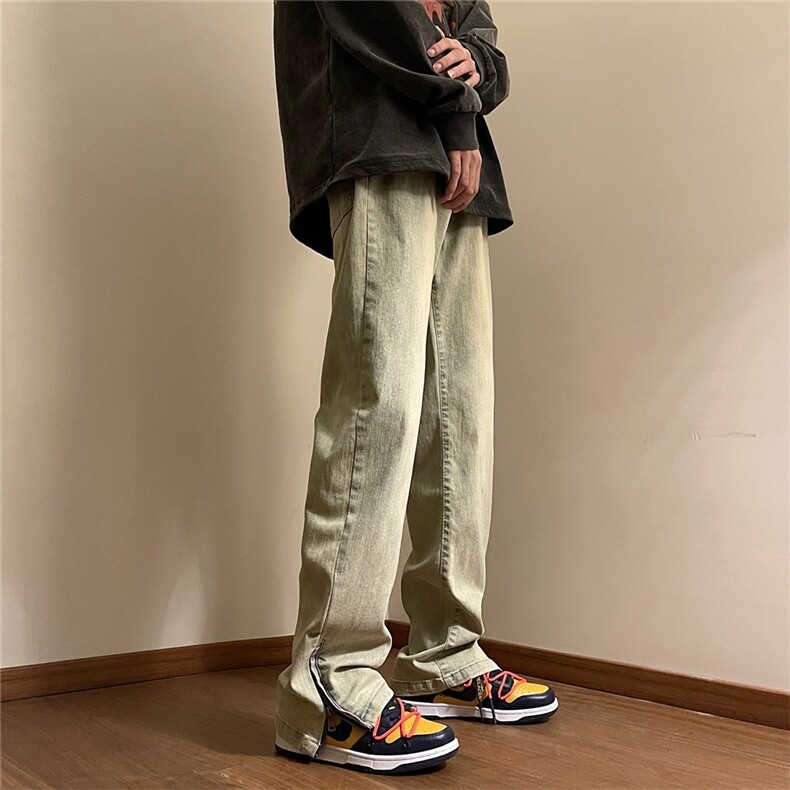 黄泥色拉链高街牛仔裤2501-1-NZ938-P5085棉15涤纶,男装牛仔裤,星座501-1