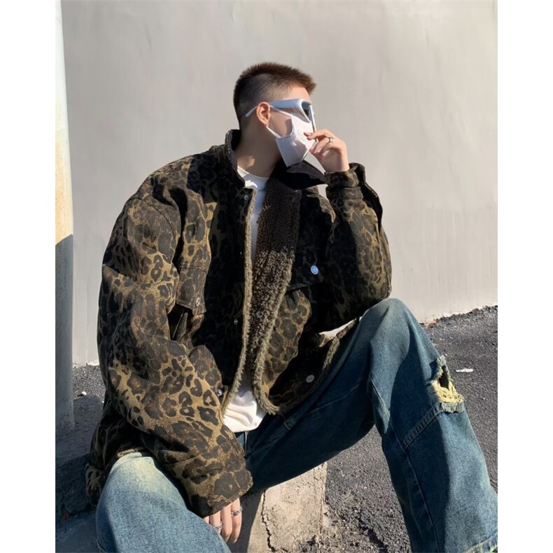 网络图现货美式复古两面穿豹纹男款潮牌欧美街头棉服JM9020-P90,男装棉衣,星座715-7