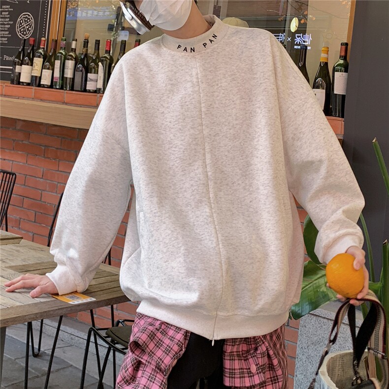 2026春秋立体裁剪螺纹刺绣拉链套头华棉卫衣W56685/特P40白灰,男装卫衣,电商A094