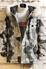 MC49008-P135大毛领迷彩衣男大码加厚服男袄子砖墙挂拍，男装棉衣，电商A040A