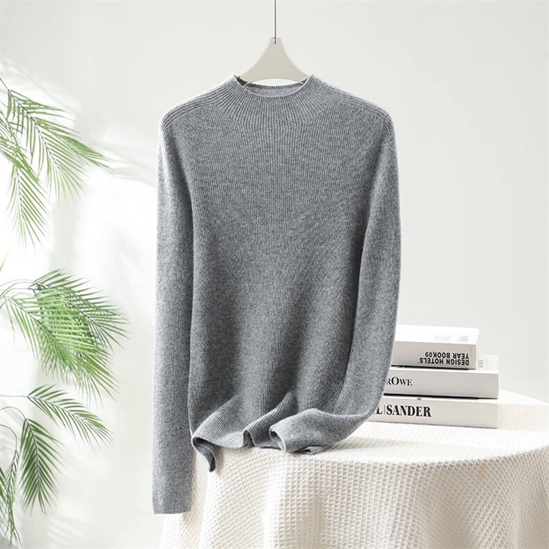 2025抽条半高领打底衫百搭简约,针织衫/毛衣,贵皇羊绒四店