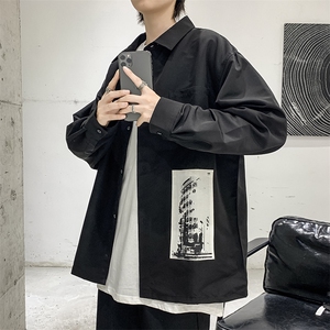 2021秋季潮流长袖工装衬衫韩版宽松情侣百搭薄款bf衬衣 W1413-P36图片