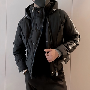 B06/P108控148冬季可调节连帽加厚拉链设计冲锋衣棉衣外套男黑首1图片