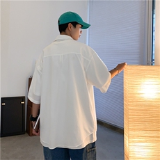 C3070/P35新款男士冰丝工装多口袋短袖衬衣男韩版潮大码外套衬衫，男装衬衫，电商A141