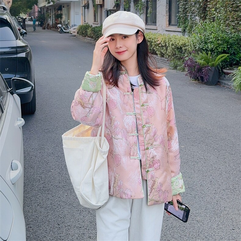 现货！2607A款新中式提花刺绣短款轻薄羽绒服女,女装羽绒服,衣秀之家