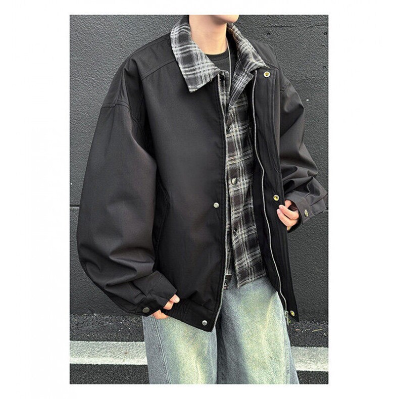 美式复古男春季假两件夹克翻领短款外套休闲宽松棒球服JK0643-P68,男装夹克,星座308B-1