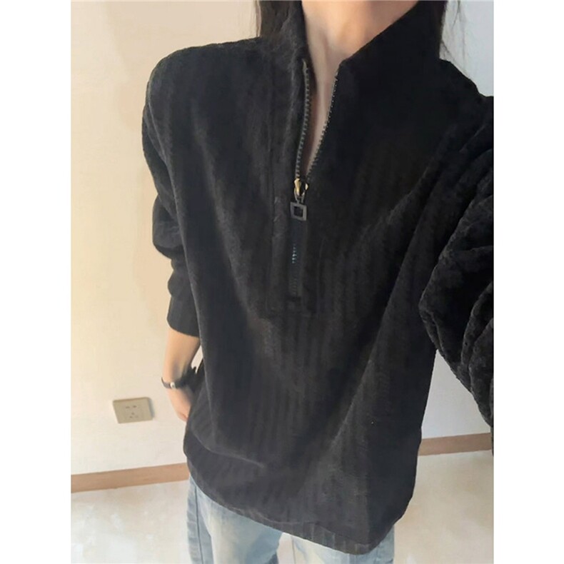 雪尼尔半拉链卫衣男女秋冬美式长袖t恤高级感重磅外套LE766-P39,男装T恤,星座1008