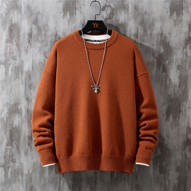 1日系中性情侣宽松潮流大码M-5XL纯色毛衣男外套7979P45加绒P55，男装针织衫/毛衣，星座226-2