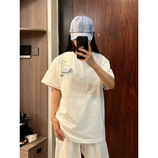 万针全刺绣解构设计260克重磅双纱纯棉高品质美式高街短袖T恤特35，男装T恤，电商A486-1