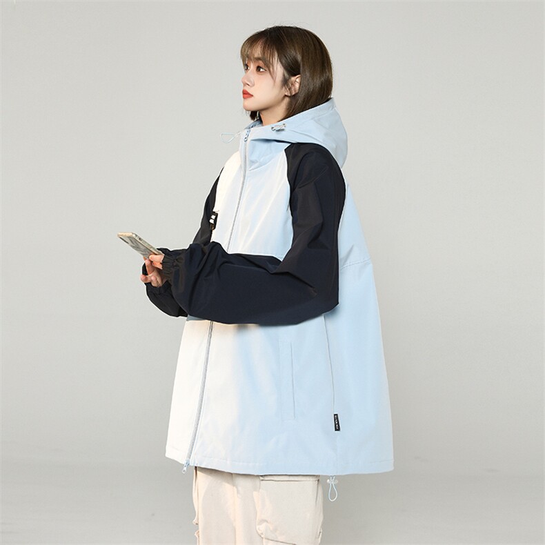 宽松夹克男男女秋季连帽拼接个性青少年外套新款A266-JK9253-P65图片