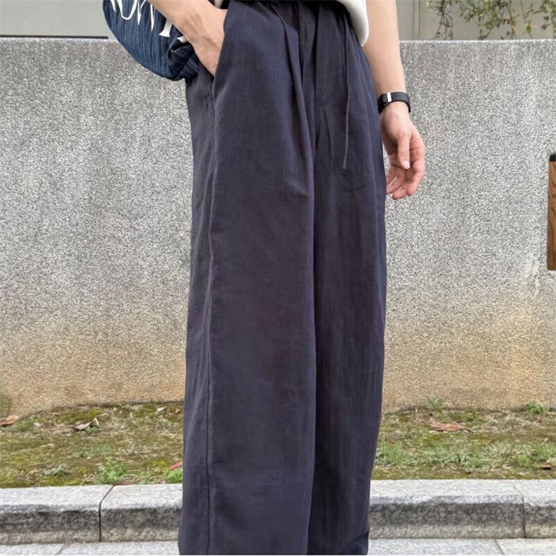 亚麻直筒男士阔腿裤韩系通勤cleanfit穿搭K06041P50,男装休闲裤,星座1004（原星座815-3）