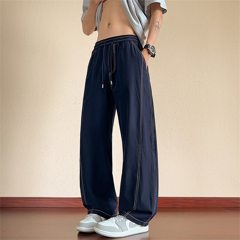 冰丝休闲裤夏季新款直筒宽松阔腿长裤凉感弯刀裤A436-2585-P40,男装休闲裤,电商A436