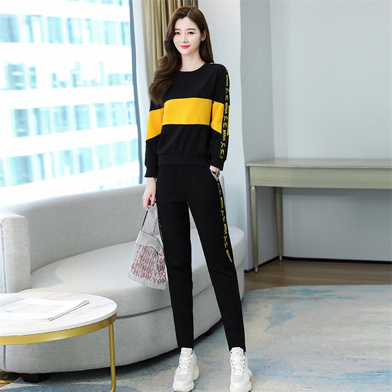 早春休闲运动套装女两件套2023新款春装大码女装微胖显瘦遮肉洋气,女装套装/套裙,梦依杭