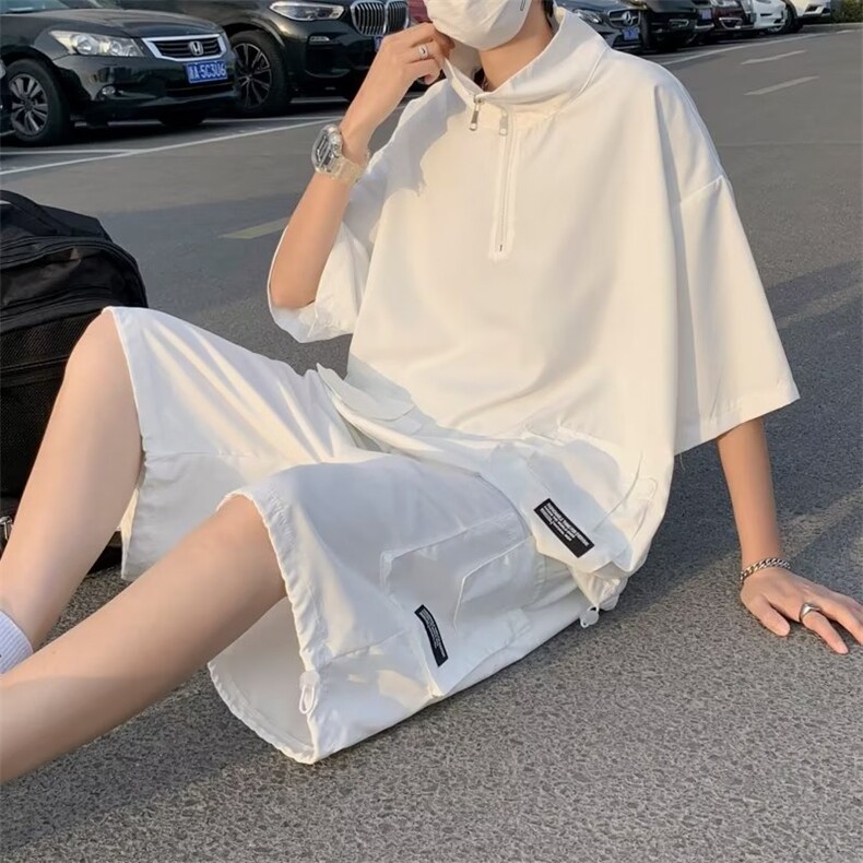 夏季慵懒POLO衫文艺五分裤新款男简约时尚五分袖套装TZ9032P45,男装休闲套装,星座1116-2