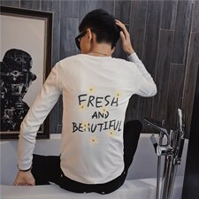 5秋季长袖修身T恤印花社会精神小伙韩版潮男打底衫C301B-CT13，男装T恤，电商C301B