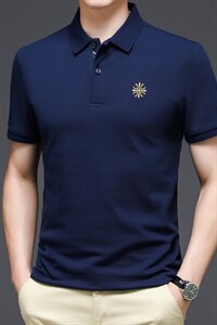 男士免烫短袖t恤薄款夏季中年休闲纯棉刺绣半袖POLO衫 P48图片