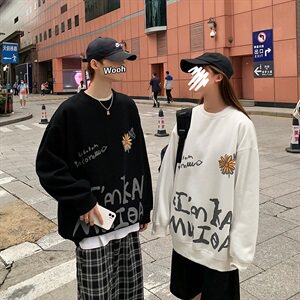 港风新款男女休闲圆领印s花潮流百搭宽松卫衣A816-P45图片