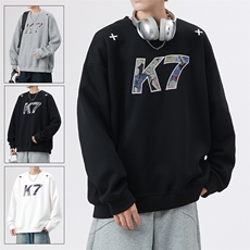 2026春季420g重磅华棉K7字母贴布刺绣高街卫衣男W5426-特P38控75，男装卫衣，电商A001