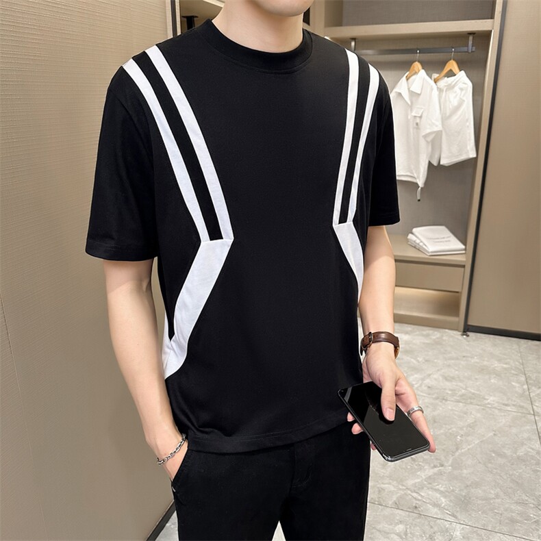 2024夏季新款创意拼接宽松圆领短袖T恤男2310-p68控98,男装T恤,电商D303