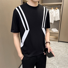 2024夏季新款创意拼接宽松圆领短袖T恤男2310-p68控98，男装T恤，电商D303