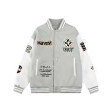 设计感拼接PU皮棒球服女外套新款秋季2026加厚毛巾绣夹克宽松显瘦，男装夹克，星座715-4
