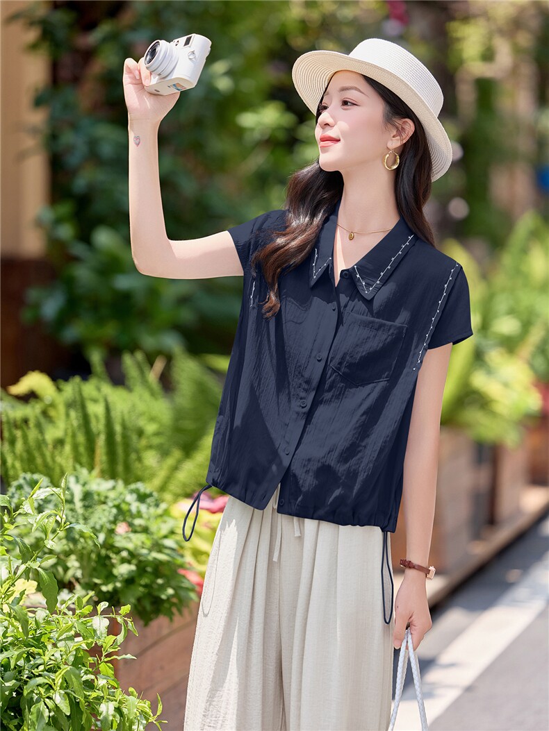 现货i。2026年夏季套装两件套刺绣女上衣,女装套装/套裙,依万里