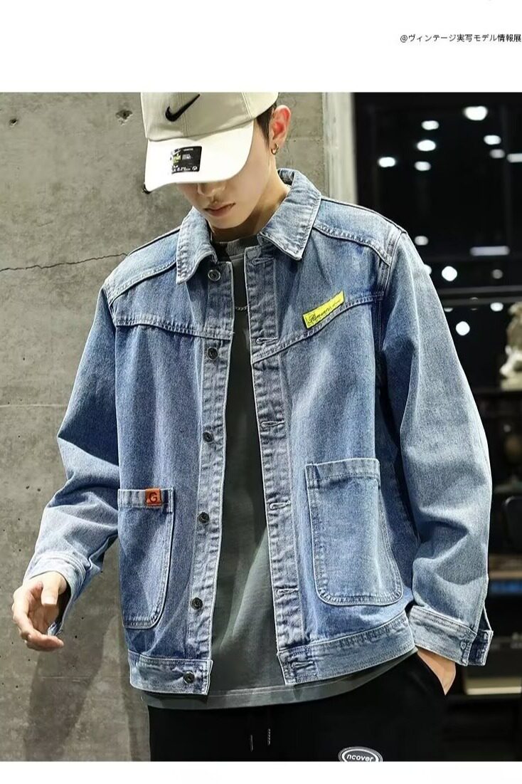 牛仔外套男ins潮港风夹克韩版潮流春秋小众个性拼接工装休闲,男装工装外套,星座218-1（原230）