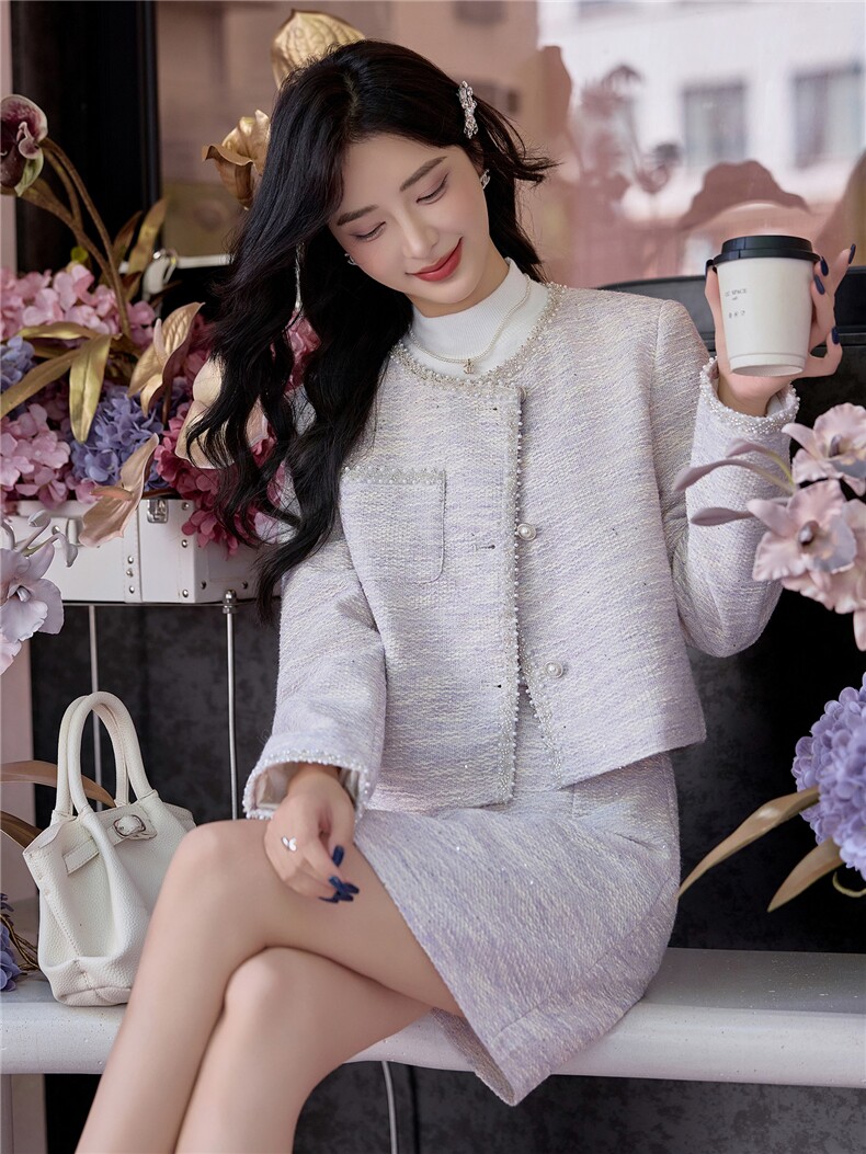 现货！！！小香风短裙套装女2025新款气质富家千金套装裙,女装套装/套裙,众宇琦