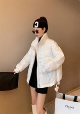 衣,时尚小清新,这件是两款面料拼接的大，，女装棉衣/棉服，时尚靓姿