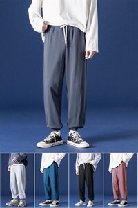 男装2021初秋新款韩版休闲裤男简约宽松小脚裤长裤DS888T图片
