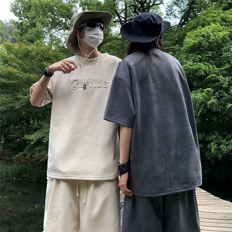 23/夏麂皮绒夏季宽松运动男短裤T恤情侣套装TZQ77-P50,男装牛仔裤,星座1109-3