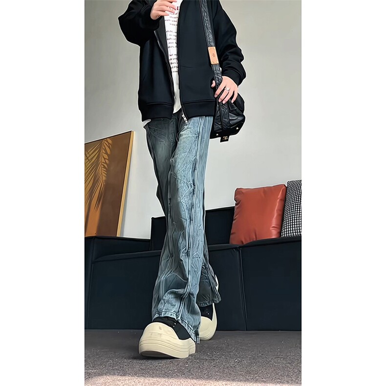 纹理宽松直筒牛仔裤男长裤KD645-P60,男装牛仔裤,电商D312-1