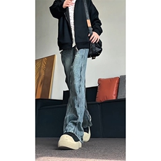 纹理宽松直筒牛仔裤男长裤KD645-P60，男装牛仔裤，电商D312-1