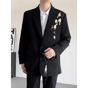 风春秋款男女休闲西服刺绣款宽松西装外套JK0075 P62图片
