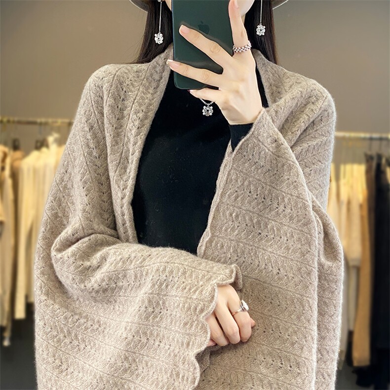 女士麦穗披肩2025新款，披肩，嘉日羊绒