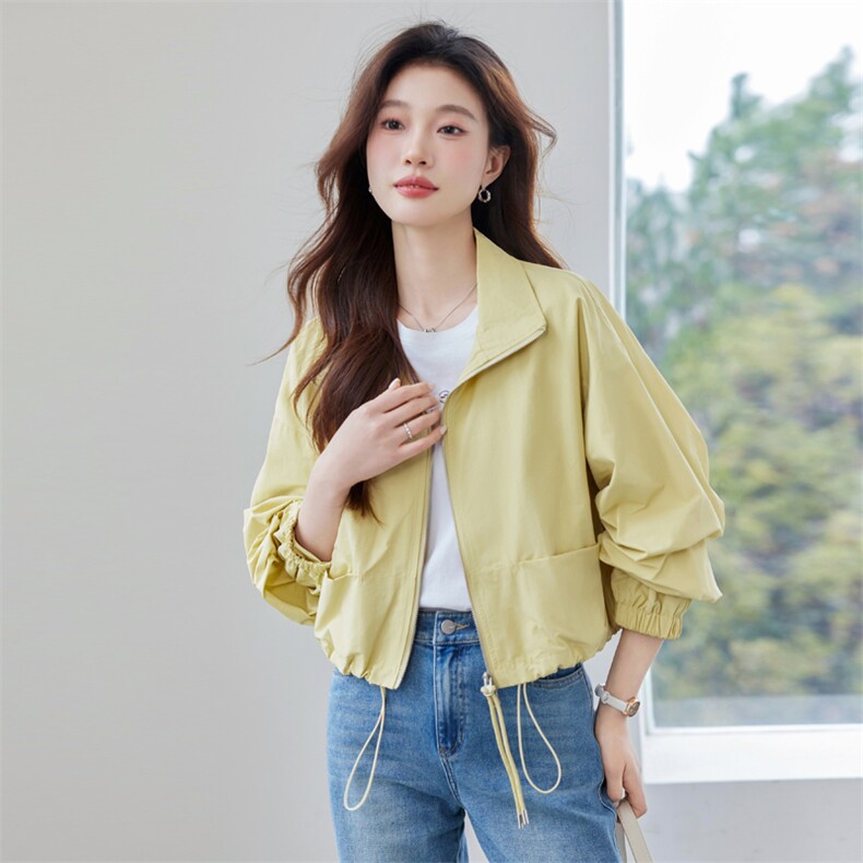 正品2025新款依尚街区短款长袖短外套女百搭休闲,女装风衣,微微衣阁