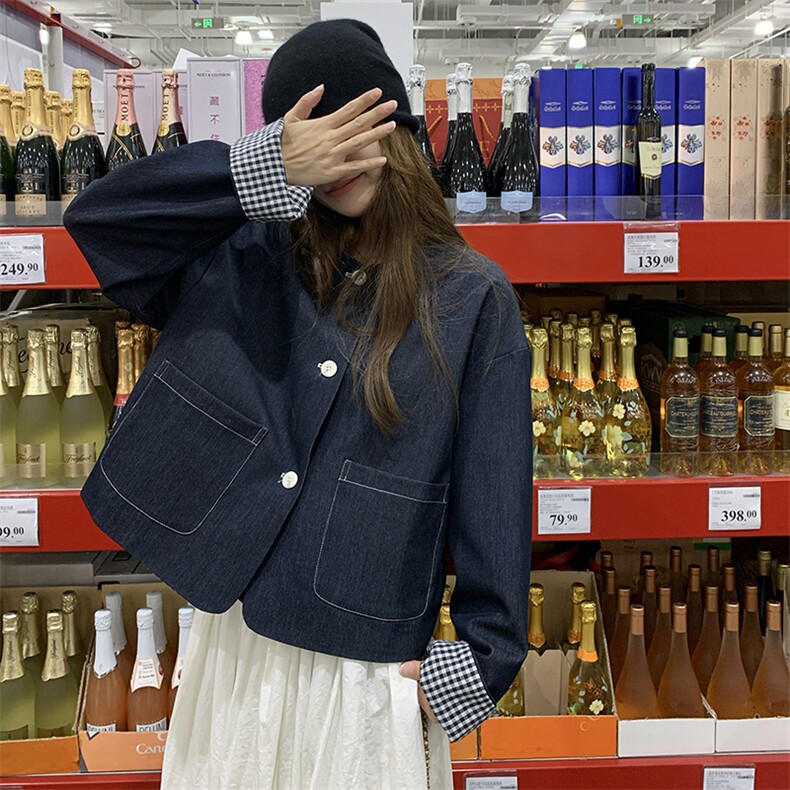 韩系设计感两面穿牛仔外套女2025春季新款宽松休闲小个子显瘦夹克图片