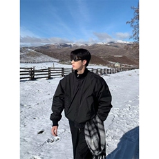 2025美式街头廓形休闲立领百搭外套蝙蝠袖飞行员冬季保暖棉服，男装棉衣，星座506A