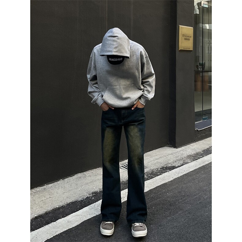 B221美式ins高街暗黑光版修身微喇牛仔裤LK23137-P55控78,男装牛仔裤,电商B221