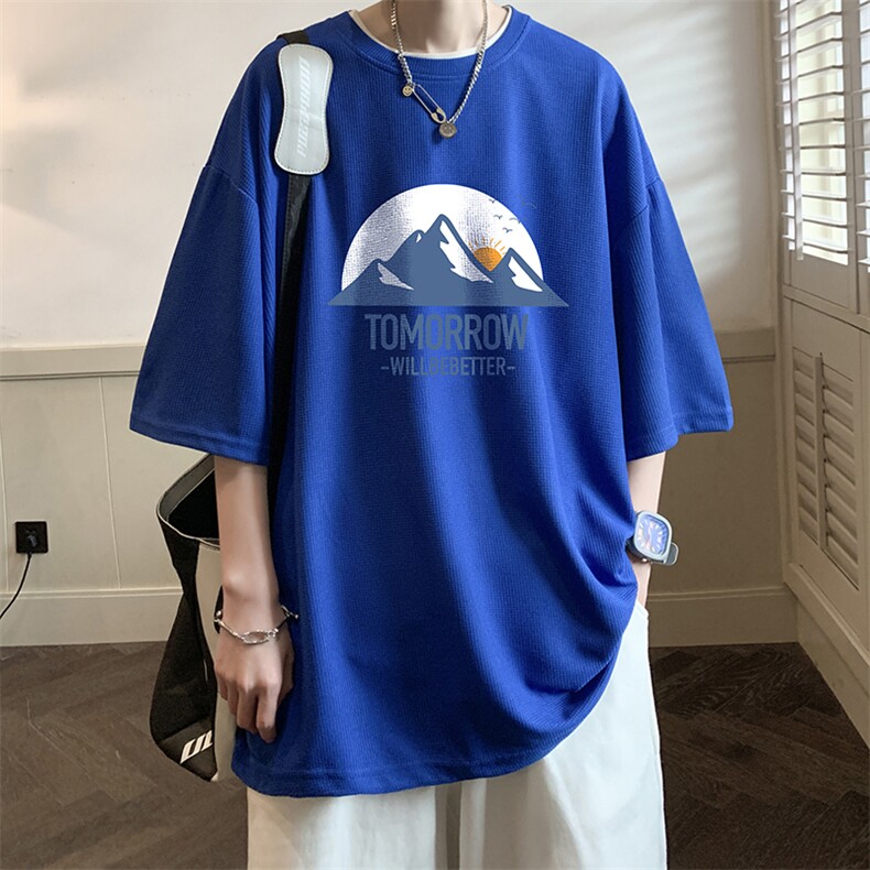 华夫格t恤男短袖男大码五分袖酒店风HT73235-P22,男装T恤,电商A040
