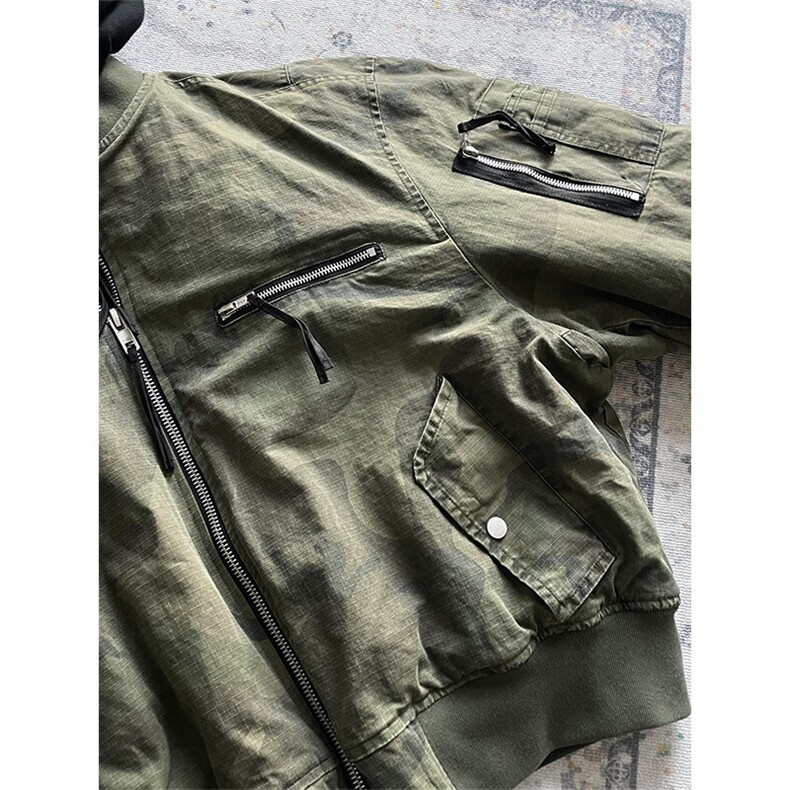 美式复古假两件迷彩外套飞行员夹克连帽棒球服WT963特P95,男装夹克,星座908-1