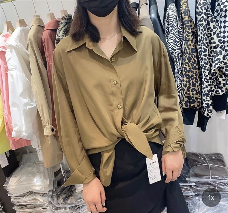 2021秋季新款时尚百塔简约休闲长袖衬衫,女装衬衫,L·H·X