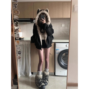 有货DM1082-特价90座山雕毛茸茸毛领棉服外套男女加绒图片